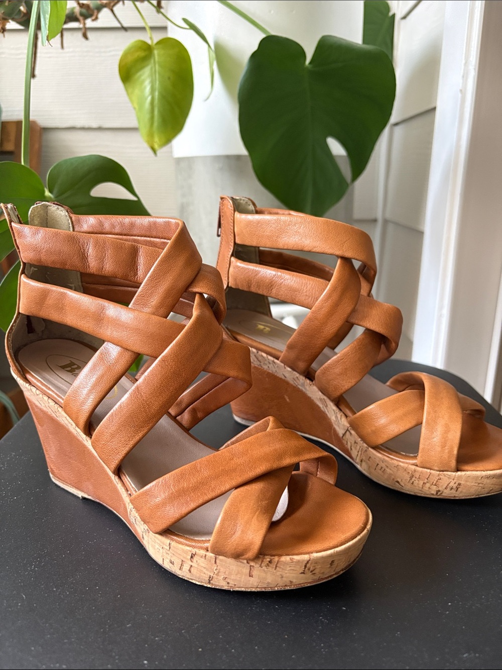Browns Wedge Sandals, Gladiator | Cork | Platform | Cognac | Size 38